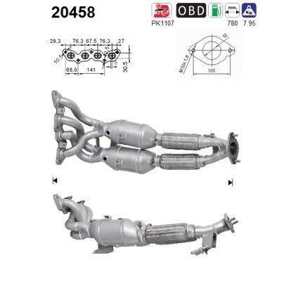 AS Catalizzatore 20458 AS 20458 Catalizzatore FORD Grand C-Max (DXA/CB7, DXA/CEU) 2.0 TDCi 150 CV 2019