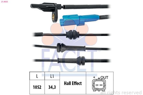 FACET ABS-givare 21.0025 SAAB sensor hjulvarvtal FACET 21.0025
