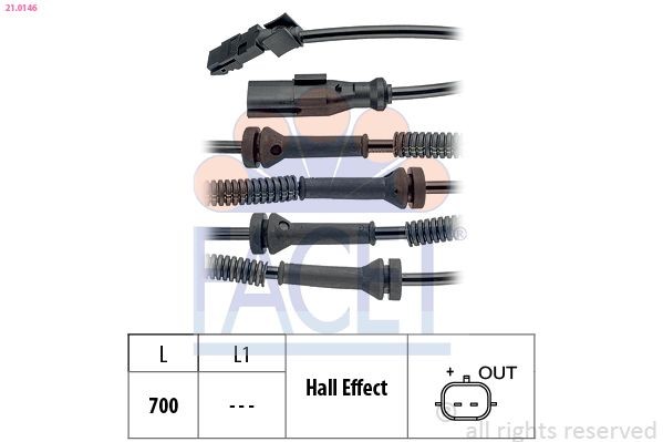 FACET Snímač počtu otáčok kolesa 21.0146 Čidlo abs FACET SCÉNIC 21.0146 lacné