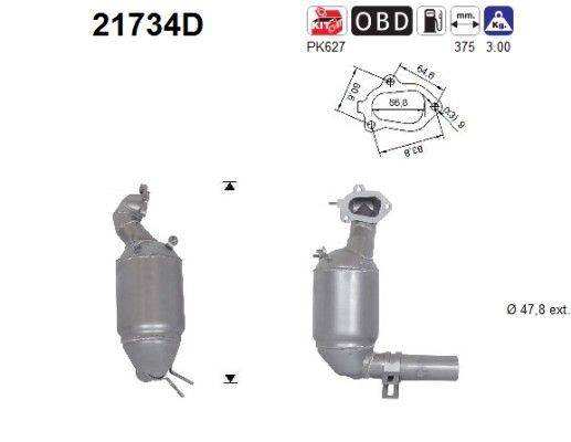AS Catalizzatore 21734D AS 21734D Marmitta catalitica Fiat Punto 188 originale prezzo