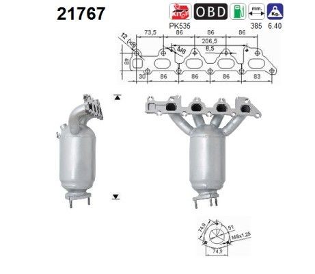 AS Katalizators 21767 AS 21767 Katalizators Saab 9-3 YS3F cena