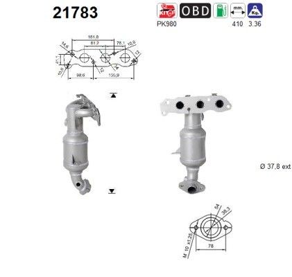 Catalyseur AS 21783 AS 21783: Précatalyseur Suzuki ALTO 2025