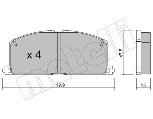 METELLI Τακάκια φρένων 22-0108-0 METELLI 22-0108-0 γνήσια Αγωνιστικά τακάκια Paseo (EL44) κόστος