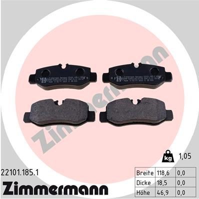Brzdové doštičky/platničky ZIMMERMANN 22101.185.1 ZIMMERMANN 22101.185.1 Brzdové obloženie MERCEDES-BENZ Trieda V 2021