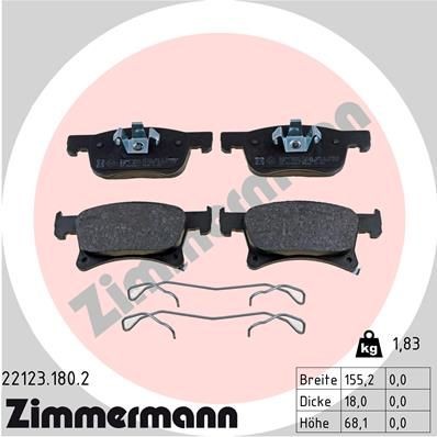 ZIMMERMANN Τακάκια φρένων 22123.180.2 22123.180.2 Τακάκια OPEL CROSSLAND X ZIMMERMANN
