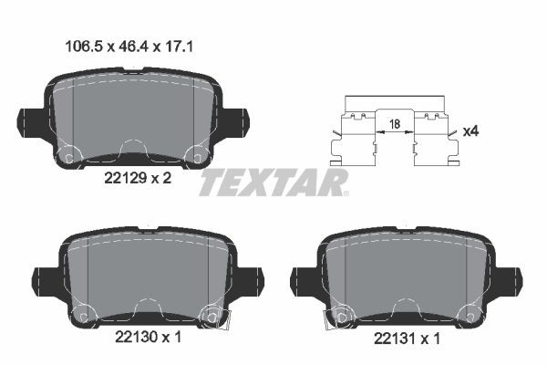 TEXTAR Bremseklosser 2212901 TEXTAR 2212901 Sportsbremseklosser Opel Ampera-E F17 billige