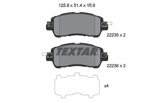 TEXTAR Bromsbelägg 2223501 2223501 TEXTAR bromsbeläggsats Mazda MX-6