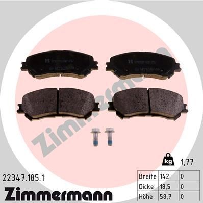 ZIMMERMANN Τακάκια φρένων 22347.185.1 ZIMMERMANN 22347.185.1 Τακάκια φρένων RENAULT Talisman Grandtour (KP_) 1.7 Blue dCi 120 (KPA7) 120 PS 2019