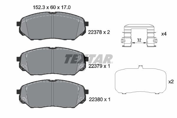 TEXTAR Brake pad set 2237801 HYUNDAI i20 TEXTAR racing brake pads 2237801