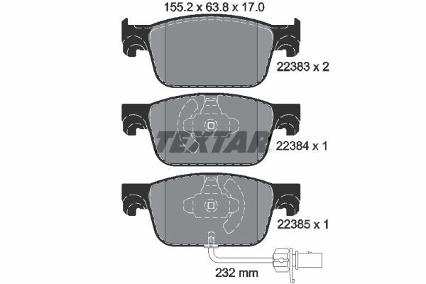 TEXTAR Τακάκια φρένων 2238301 TEXTAR 2238301 Τακάκια φρένων AUDI A5 B9 Coupe (F53) 40 TFSI Mild Hybrid 204 PS 2024