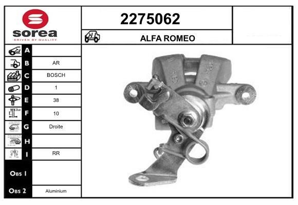EAI Pinça de travão 2275062 2275062 Pinças de travão EAI ALFA ROMEO 75
