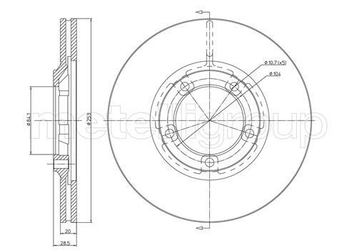 METELLI Brzdový kotouč 23-0654 METELLI 23-0654 Kotúče HYUNDAI Porter Bus lacné