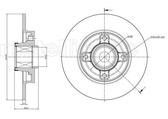 METELLI Brake disc 23-0878 PEUGEOT 208 METELLI brake discs 230878