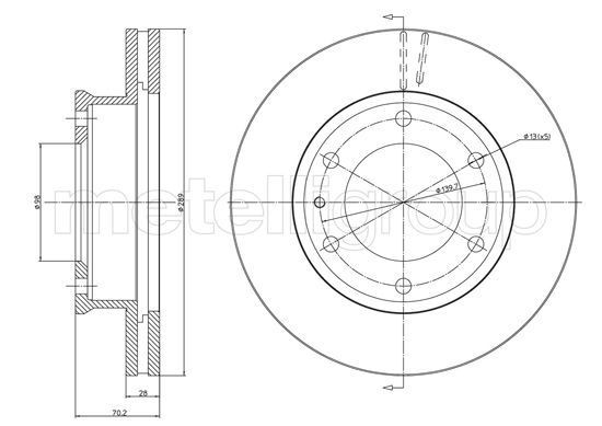 METELLI Bromsskiva 23-1214 23-1214 Bromsskivor METELLI MAZDA 6