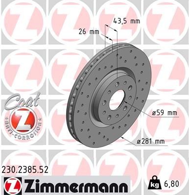 ZIMMERMANN Disque de frein 230.2385.52 Fiat DUCATO Disque de frein sport ZIMMERMANN SPORT COAT Z 230.2385.52