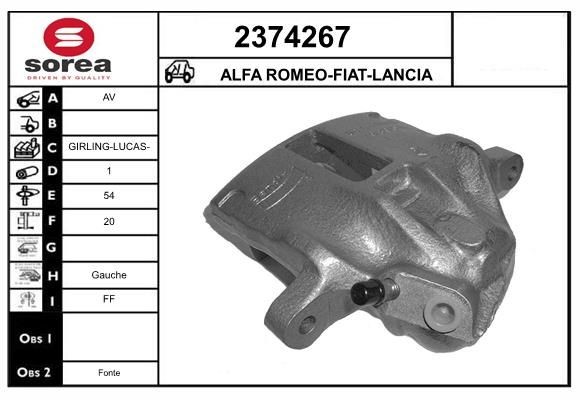 EAI Pinça de travão 2374267 Pinças de freio EAI Alfa Romeo 75 2374267
