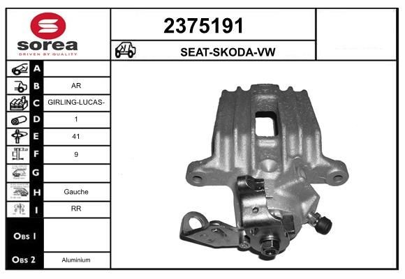 EAI Bremsecaliper 2375191 Bremseklave EAI Skoda FABIA 2375191