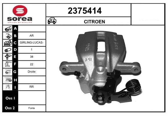 EAI Brzdový strmeň 2375414 Brzdový strmeň EAI Citroën BX 2375414