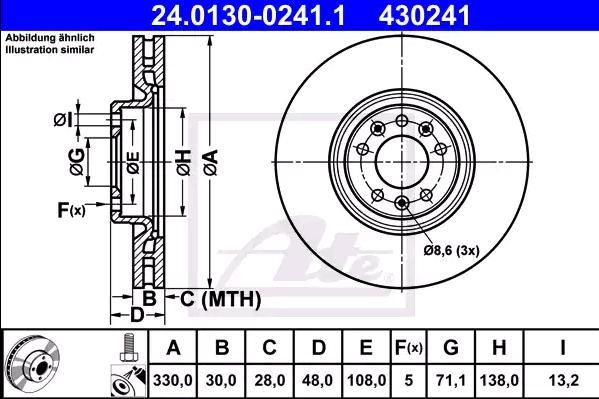 ATE Piduriketas 24.0130-0241.1 ATE 24.0130-0241.1 Piduriketas Astra L Sports Tourer hind