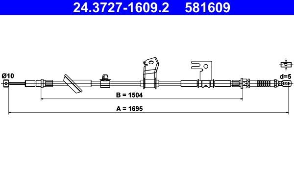 Câble de frein à main ATE 24.3727-1609.2 ATE 24.3727-1609.2 Frein de secours HONDA JAZZ 2016