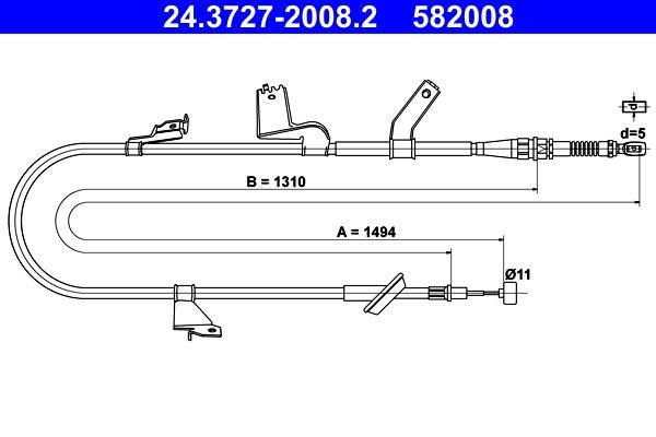 ATE Cabo de aço, travão de estacionamento 24.3727-2008.2 Cabo de travão de estacionamento SUZUKI ATE 24.3727-2008.2