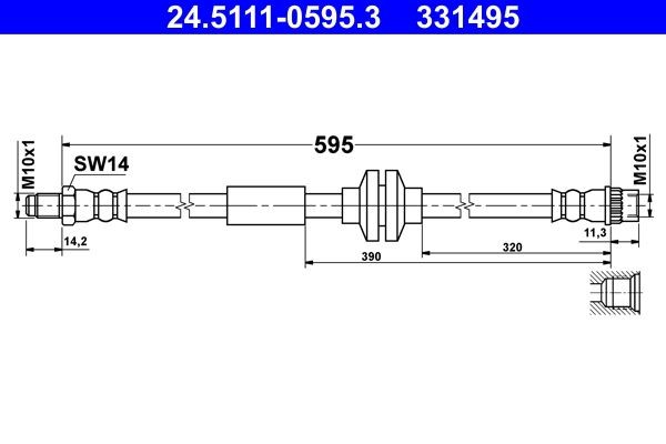 ATE Bremseslange 24.5111-0595.3 pris Bremseslange Renault FV 24.5111-0595.3 ATE