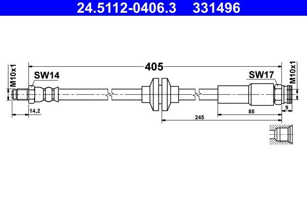 ATE Tubo flexível de travão 24.5112-0406.3 24.5112-0406.3 Flexível de freio JEEP PATRIOT ATE