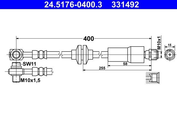 ATE Remslang 24.5176-0400.3 Remslangen ATE AVEO 24.5176-0400.3 goedkoop