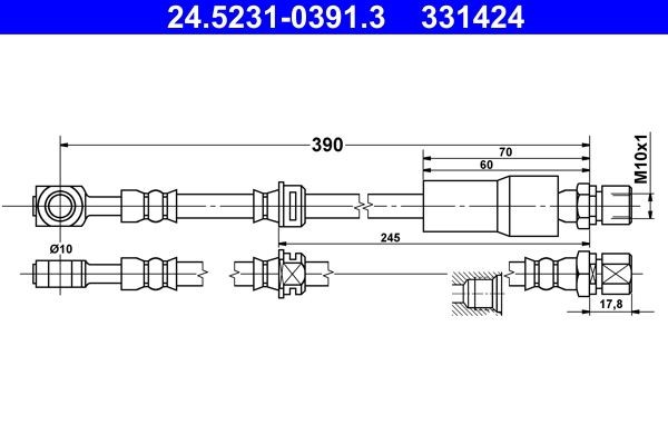 ATE Ελαστικός σωλήνας φρένων 24.5231-0391.3 24.5231-0391.3 Ελαστικός σωλήνας φρένων CHEVROLET TRAX ATE