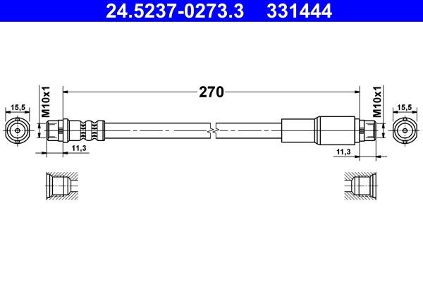 ATE Remslang 24.5237-0273.3 ATE 24.5237-0273.3 Remslangen Audi A6 C4 Avant prijs
