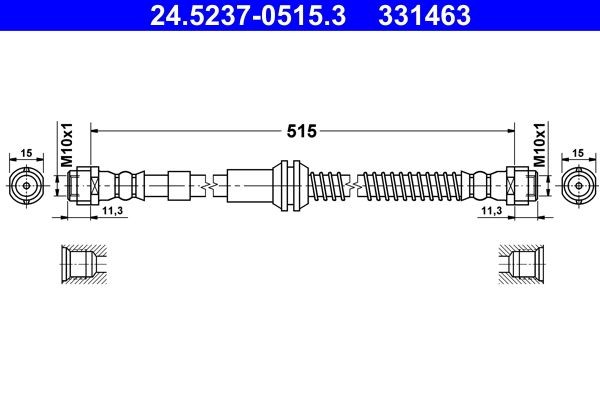 ATE Tubo flexível de travão 24.5237-0515.3 ATE 24.5237-0515.3 Mangueira de freio PORSCHE 911 Speedster (991) baratos