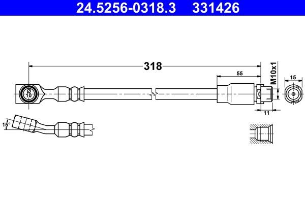 ATE Bromsslang 24.5256-0318.3 24.5256-0318.3 ATE bromsslang Opel INSIGNIA