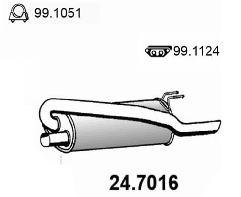 ASSO Panela de escape traseira 24.7016 24.7016 Panela de escape CHRYSLER PT CRUISER ASSO