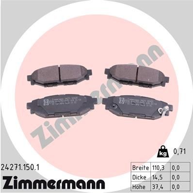ZIMMERMANN Bremseklosser 24271.150.1 24271.150.1 Bremsekloss SUBARU VANILLE Buss ZIMMERMANN
