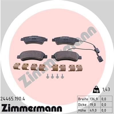 ZIMMERMANN Bremseklosser 24465.190.4 Sportsbremseklosser ZIMMERMANN Fiat TALENTO 24465.190.4