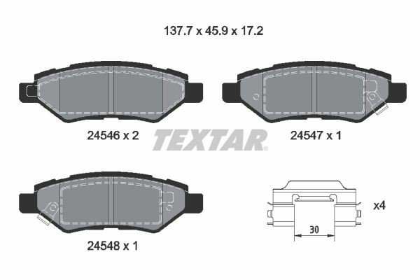 TEXTAR Bremseklosser 2454601 Bremsekloss TEXTAR Saab 99 2454601