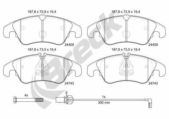 BRECK Bremseklodser 24743 00 551 00 Klodser BRECK Suzuki GRAND VITARA 24743 00 551 00