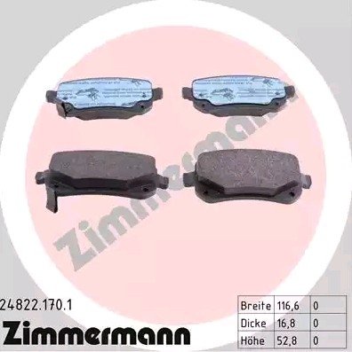 Τακάκια φρένων ZIMMERMANN 24822.170.1 ZIMMERMANN 24822.170.1: Σετ τακάκια Fiat FREEMONT 2019