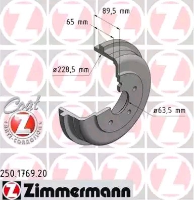 ZIMMERMANN Bremsetrommel 250.1769.20 Bremsetrommel ZIMMERMANN Mercedes-Benz GLK COAT Z 250.1769.20