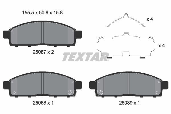 TEXTAR Jarrupalat, levyjarru 2508703 TEXTAR 2508703 RAM 1500 Crew Cab Pick-up (DS) jarrupalat vaihto hinta
