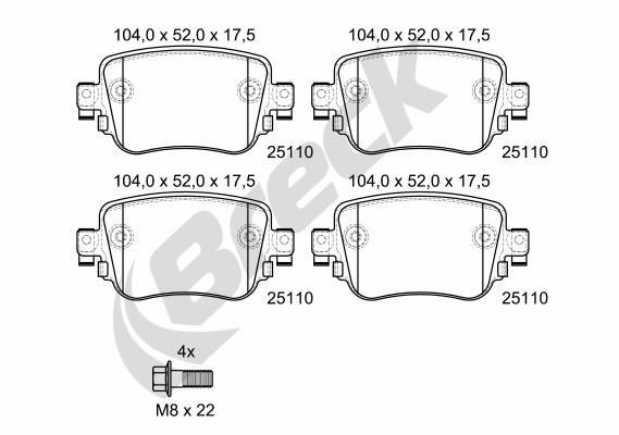 BRECK Plaquettes de frein 25110 00 704 10 BRECK Plaquettes de frein SKODA 25110 00 704 10