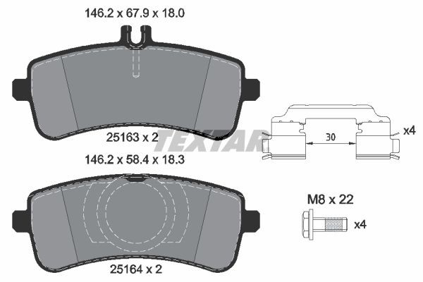 Kit pastiglie freni TEXTAR 2516305 TEXTAR 2516305 costo Pastiglie dei freni Mercedes SL 2017