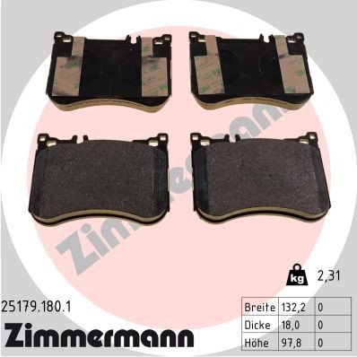 ZIMMERMANN Plaquettes de frein 25179.180.1 ZIMMERMANN 25179.180.1 Plaquettes de frein MERCEDES-BENZ Classe E Berline (W213) E 400 d 4-matic (213.023) 330 CV 2023