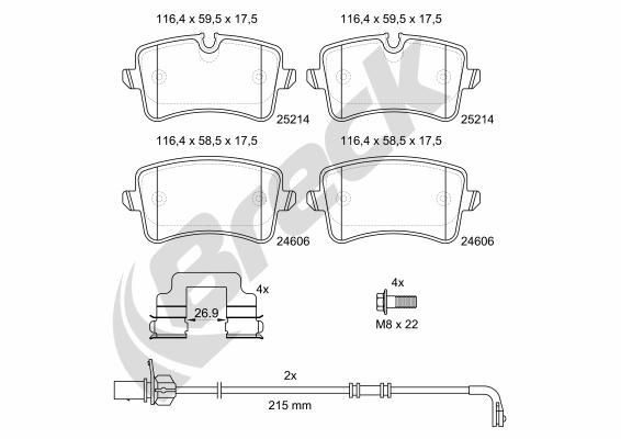 BRECK Bremseklosser 25214 00 554 10 Bremseklosser BRECK CALIBER 25214 00 554 10 billige
