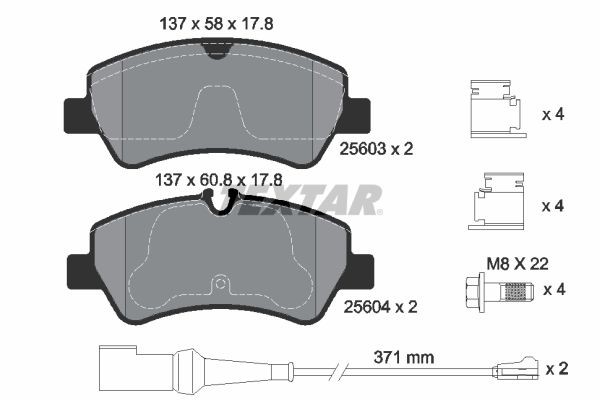 TEXTAR Pastilhas de travão 2560303 TEXTAR 2560303 Pastilhas de travão FORD Transit Mk7 Van (V363) 2.0 EcoBlue mHEV RWD 130 cv 2020