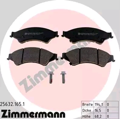 Plaquettes de frein ZIMMERMANN 25632.165.1 ZIMMERMANN 25632.165.1 Plaquettes de frein MAZDA BT-50 2010