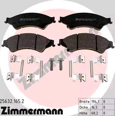 ZIMMERMANN Bromsbelägg 25632.165.2 25632.165.2 ZIMMERMANN bromsbelägg sport Ford CAPRI