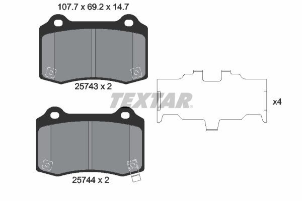 TEXTAR Bremžu kluči 2574301 Sporta bremžu kluči TEXTAR Jeep CHEROKEE 2574301