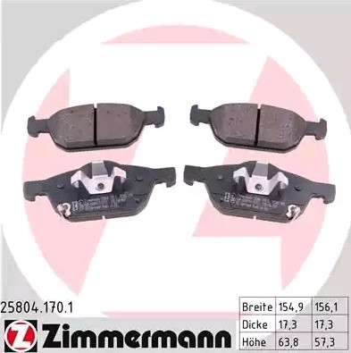 ZIMMERMANN Kit pastiglie freni 25804.170.1 ZIMMERMANN 25804.170.1 Pastiglie freno sportive Honda Civic IX originale prezzo