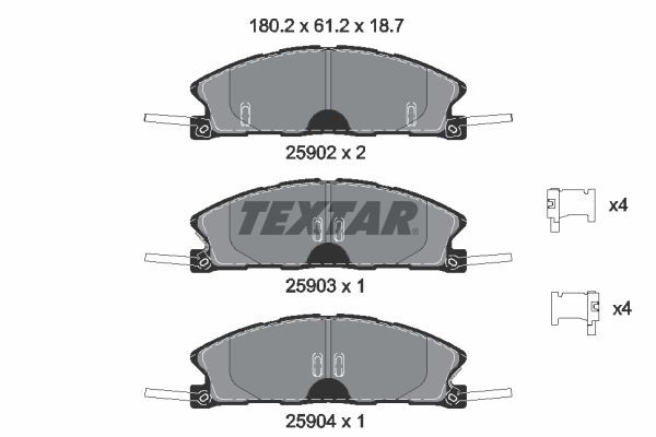 Brzdové doštičky/platničky TEXTAR 2590201 TEXTAR 2590201: Brzdové doštičky Ford USA TAURUS 2007